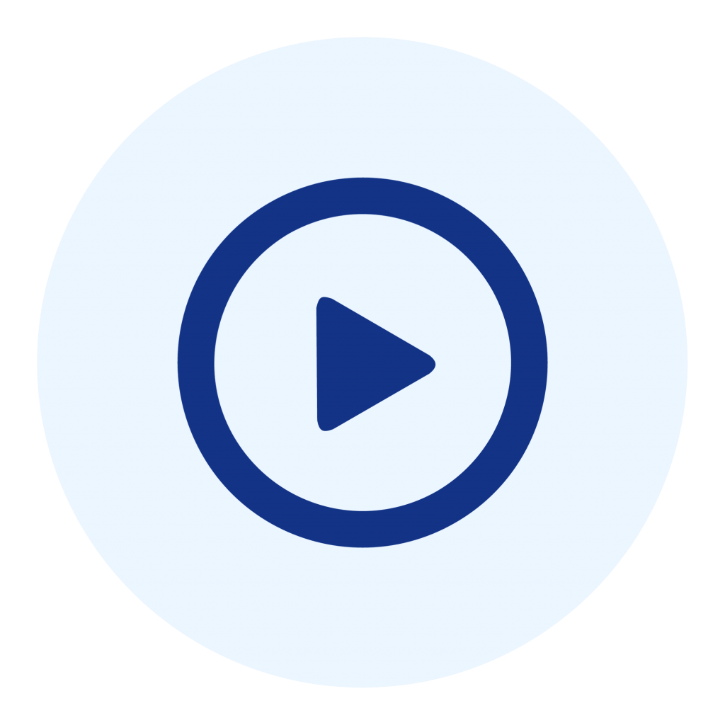 Infotainment Connectivity Icon: A dark blue play button on a light blue background
